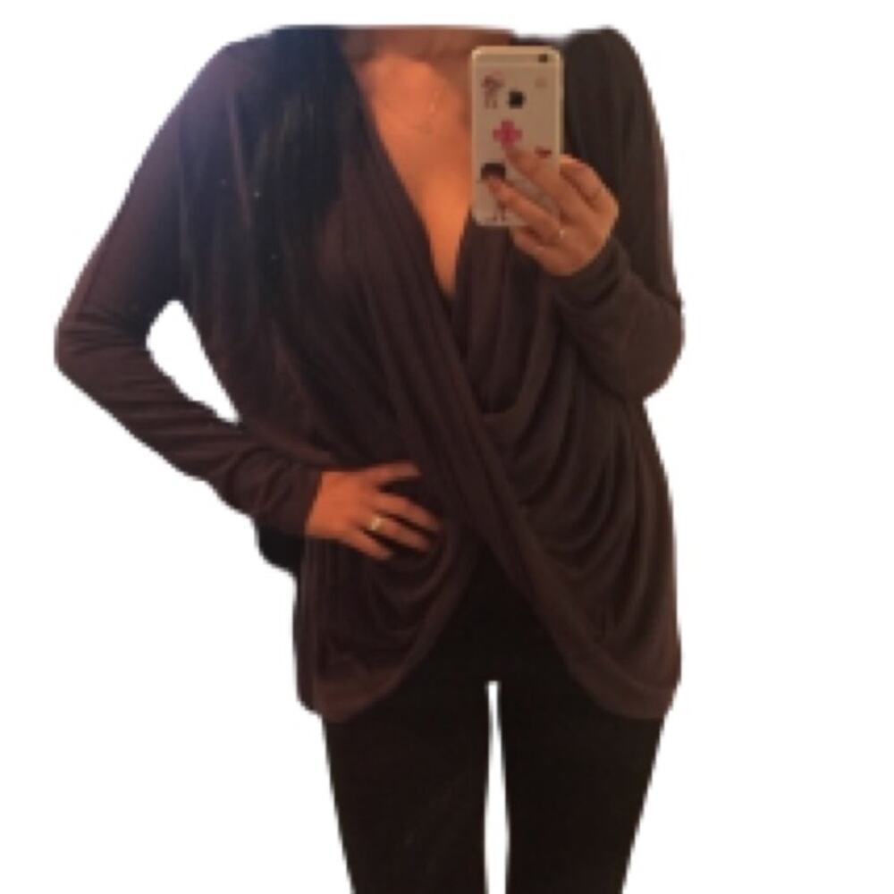 FOR CYNTHIA Criss Cross Flowy Knit Long Sleeves